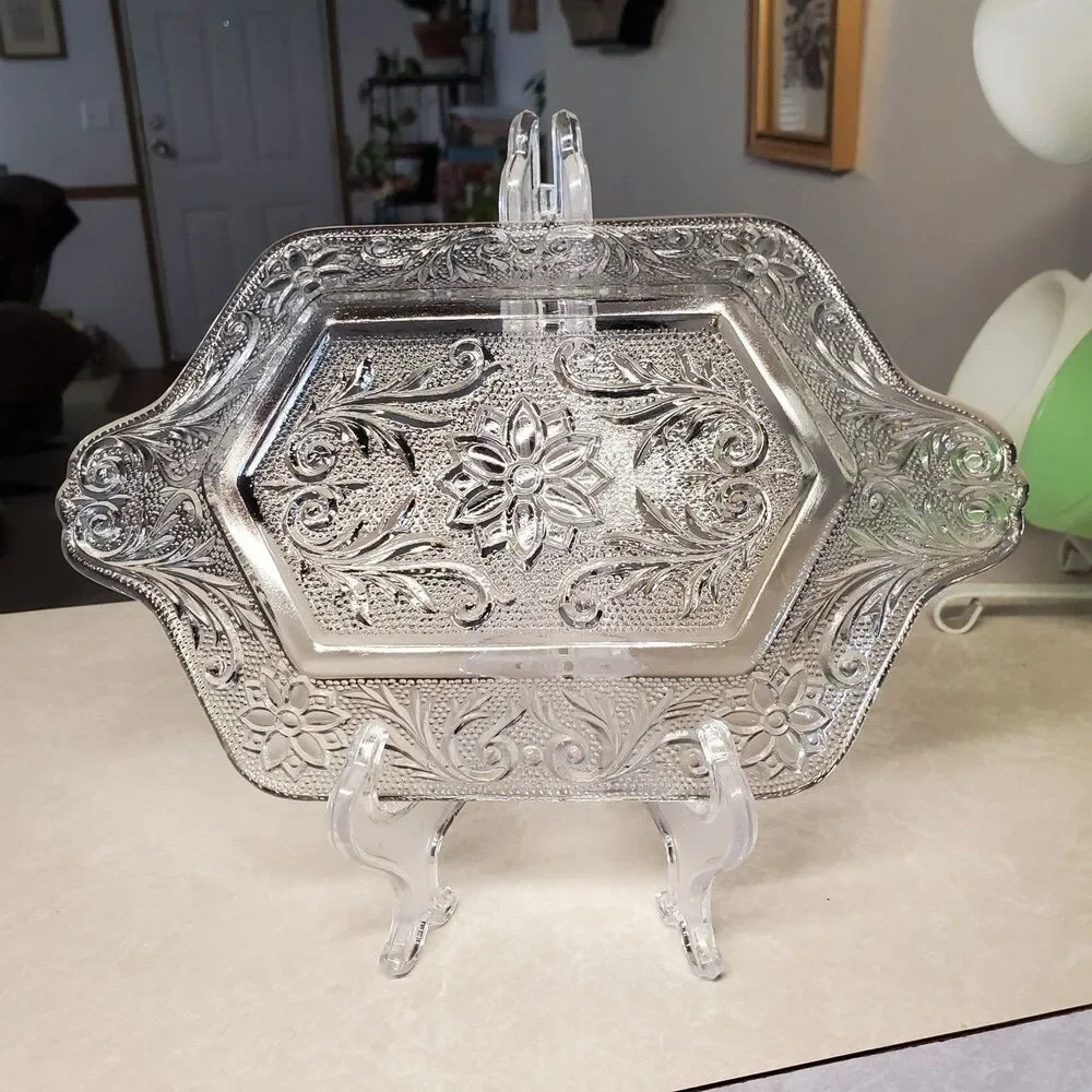 Indiana Glass Clear Sandwich Undertray for Diamond Creamer Sugar Bowl